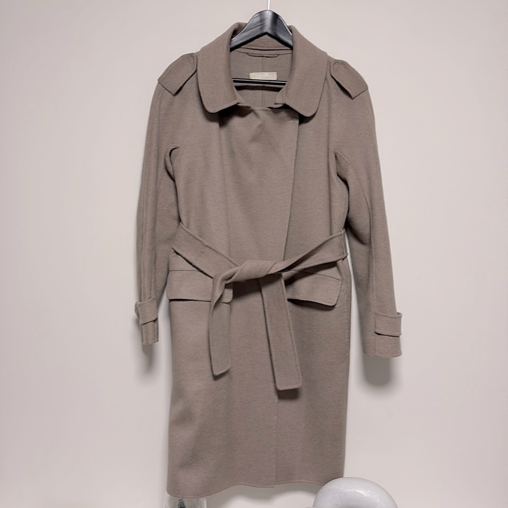 MaxMara beige taupe wool belted coat sz small preloved